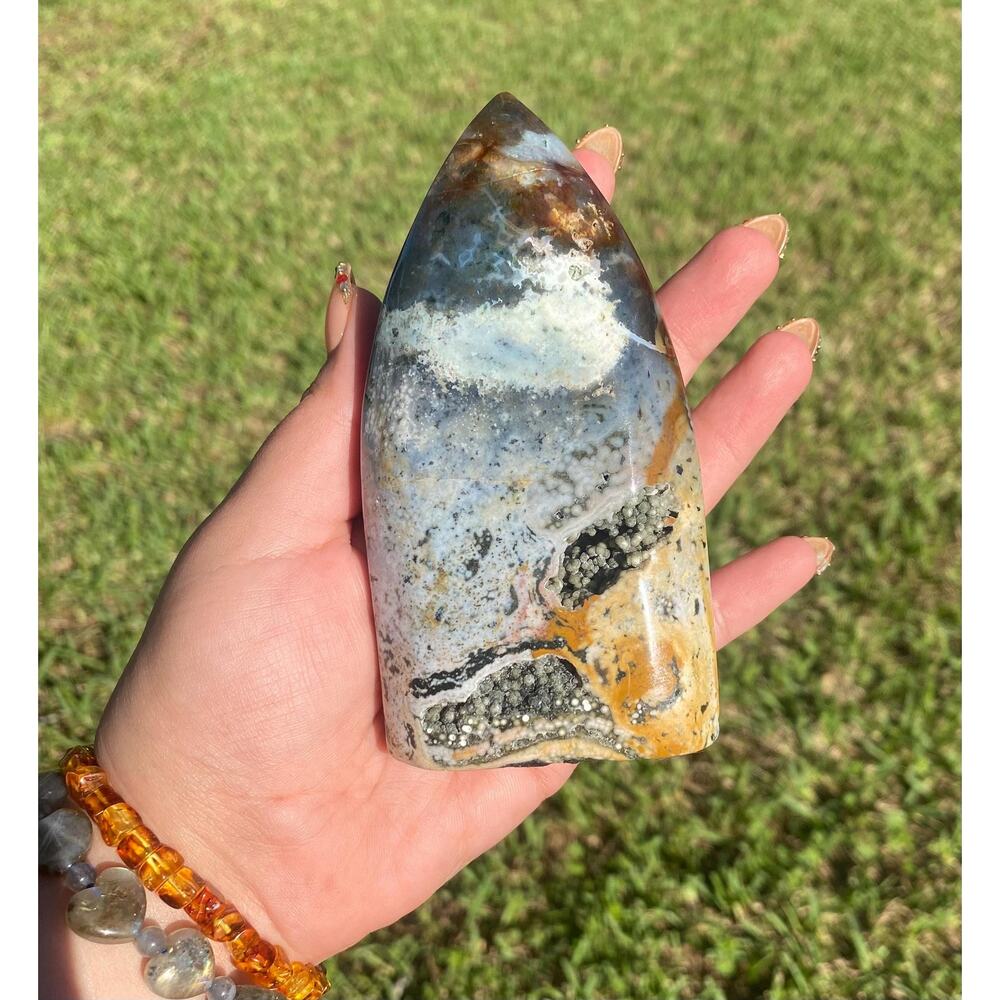 Bubble Druzy Ocean Jasper Arrowhead Freeform , Unique Sea Jasper